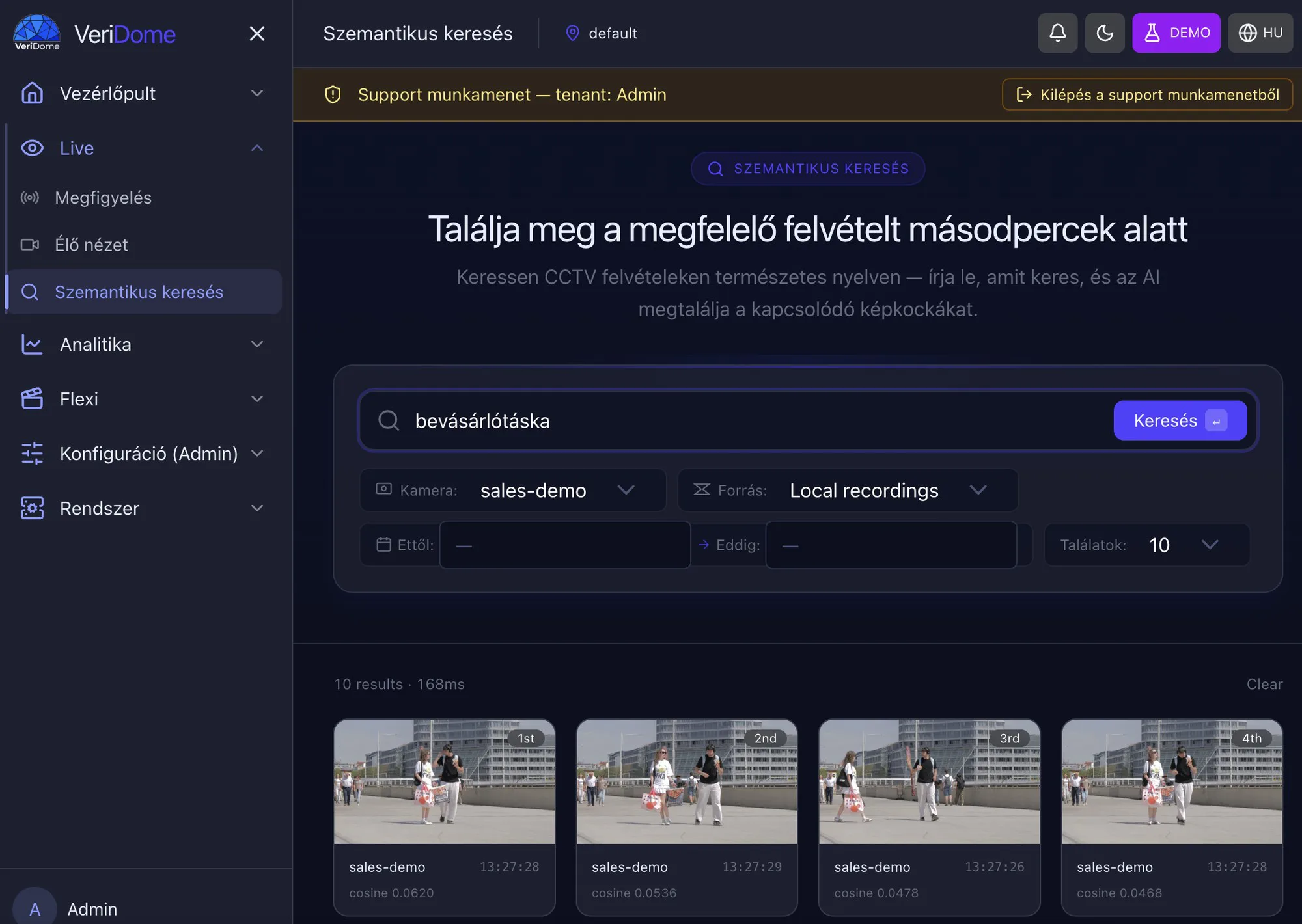 A VeriDome Szemantikus keresés felülete